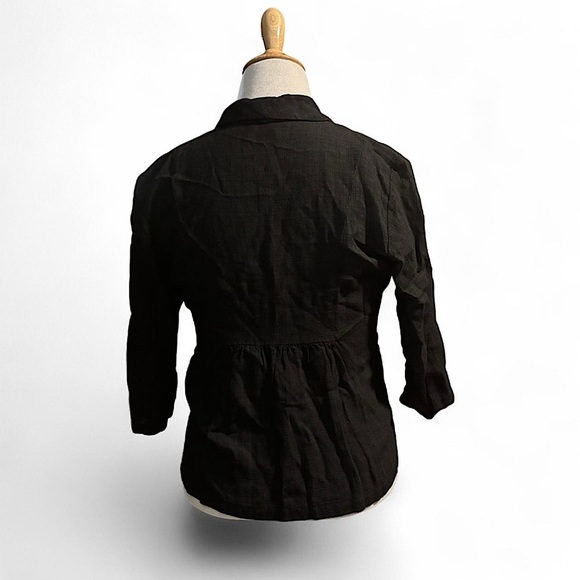 Eileen Fisher Petite PM Black Blazer Jacket Linen Blend Lightweight 3/4 Sleeve - Picture 6 of 6